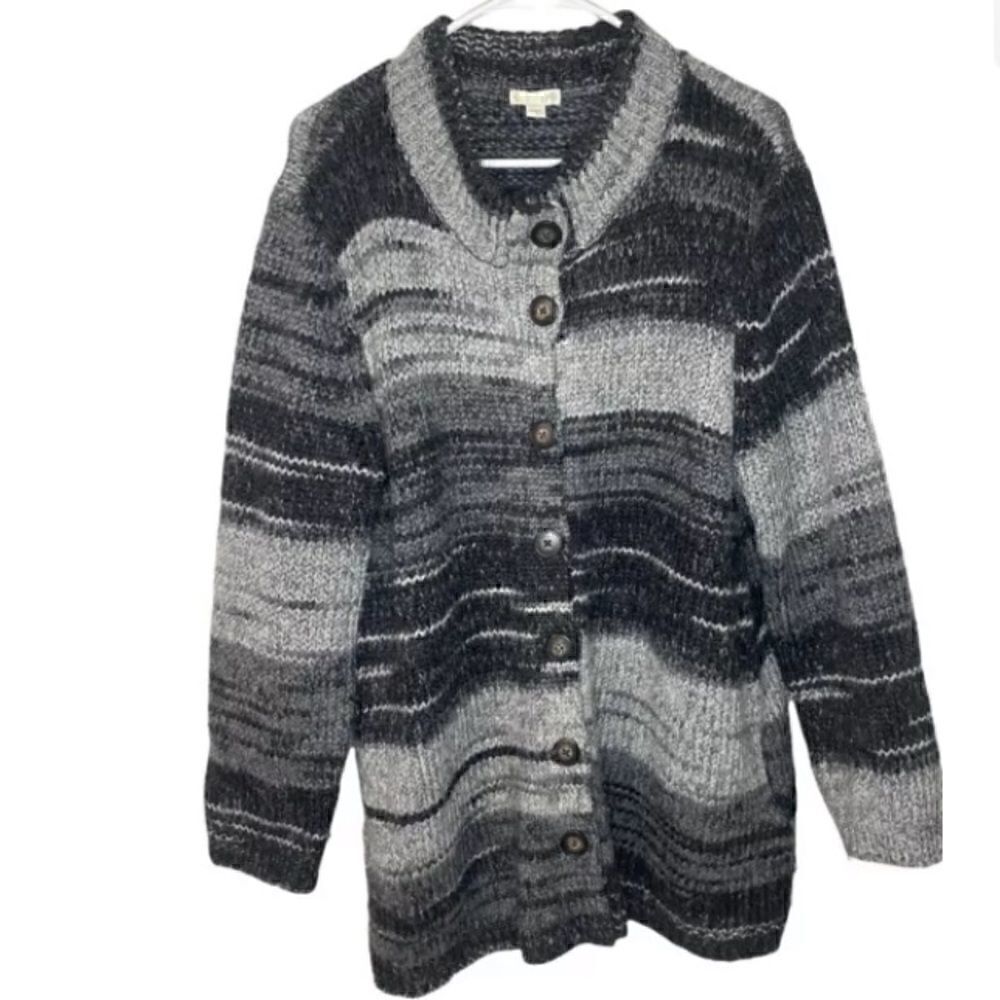 J. JILL Warm Med-Weight Button Up WOOL Blend SWEATER CARDIGAN Sz L